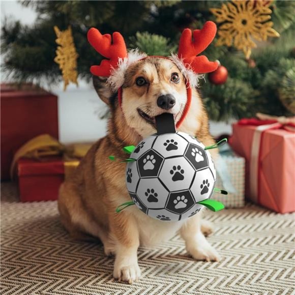Dog Toys Soccer Ball with Straps, Interactive Dog Toys for Tug of War,Puppy Gift - Picture 3 of 6